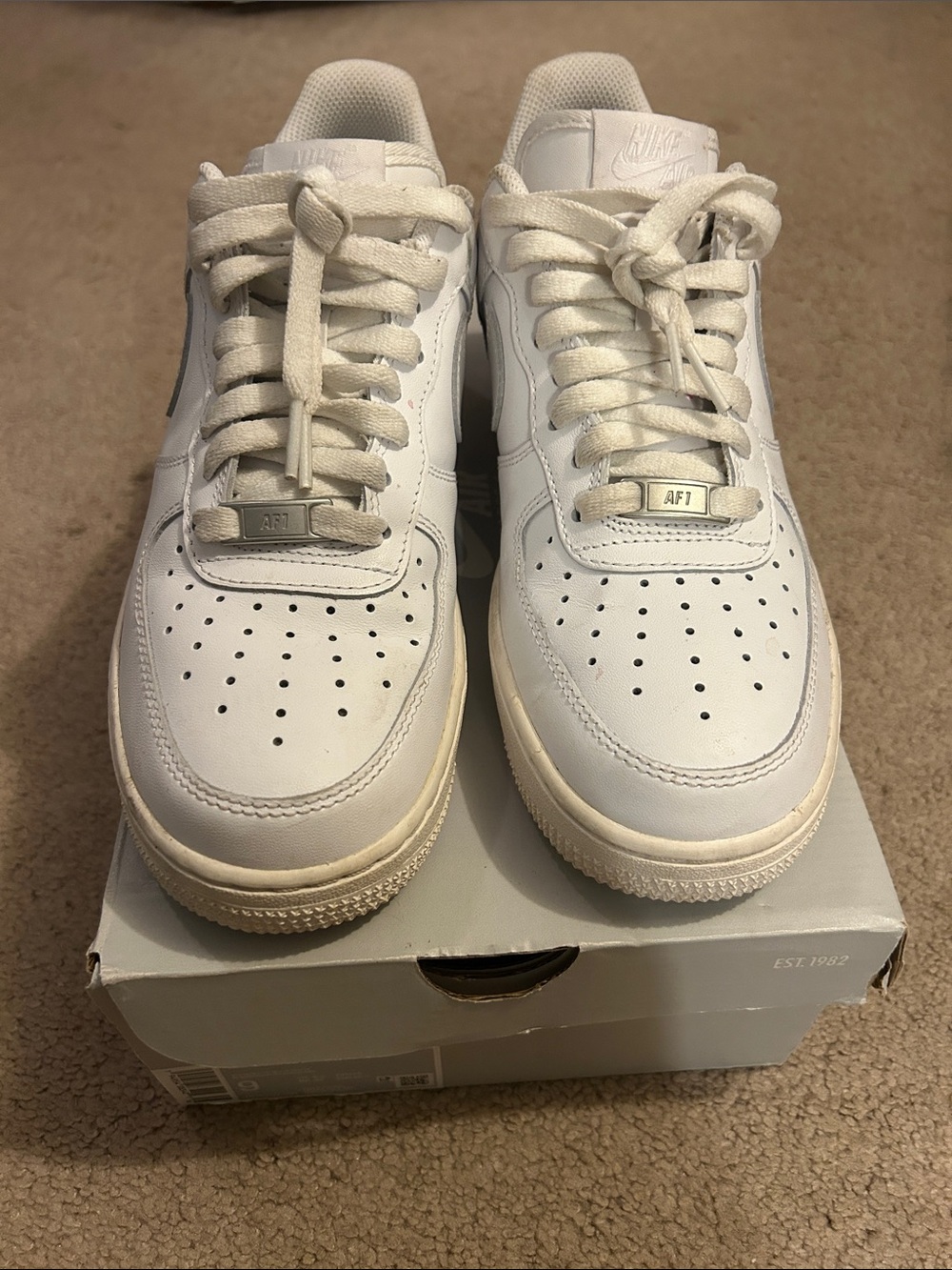 Nike White Low-Top Leather Sneakers with Cream Accents